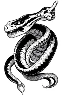 snake skeleton pointing north tattoo design idea