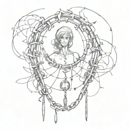 broken chains tattoo design idea