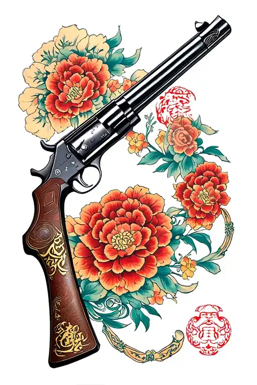 gun western tattoo design idea