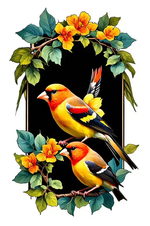 3 goldfinches tattoo design idea