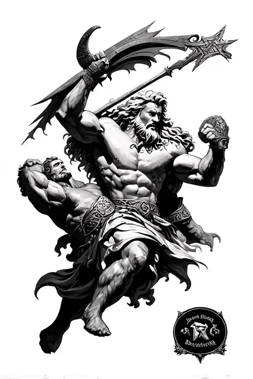 zeus battling thor vikings raiding tattoo design idea