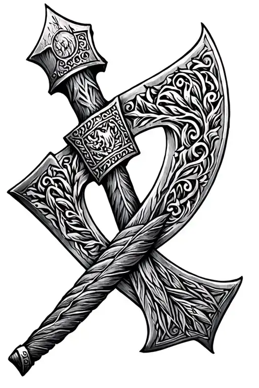 Viking axe tattoo design idea