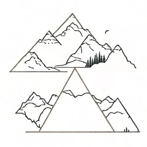 the number 123 that look like mountains  tattoo design idea