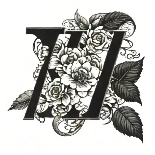 Incorporate your daughters' birthdates in Roman numerals into a design featuring their names intertwined with delicate floral elements tattoo design idea