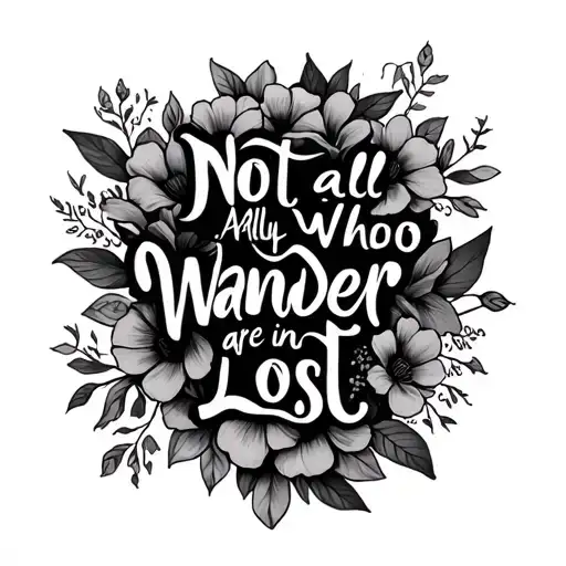 Not all who wander are lost in fancy writing with a floral disgn around it  tattoo design idea