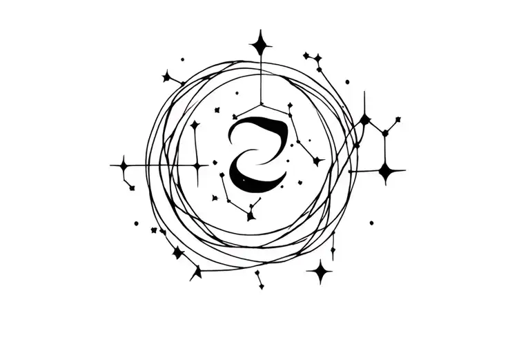 tiny seven tattoo with Aries constellation intertwined tattoo design idea
