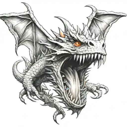 fire breathing dragon tattoo design idea