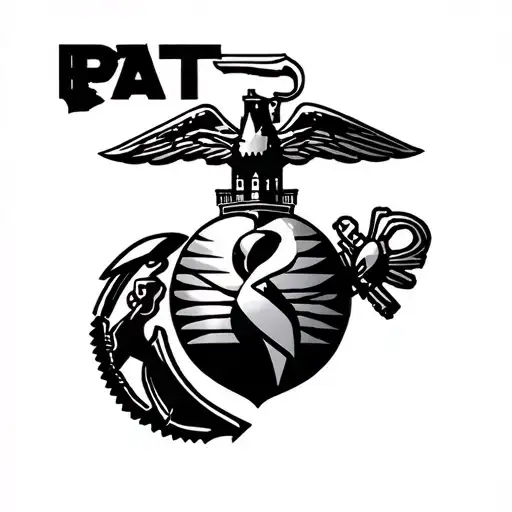 Castle behind Marine Corps Logo tattoo design idea