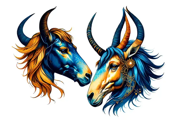 zodiac signs, Virgo and Capricorn as soulmates tattoo design idea