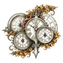 three crosses clock face morphing tattoo design idea