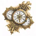 three crosses clock face morphing tattoo design idea