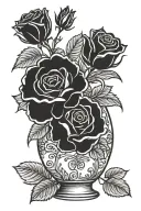 Vase with roses tattoo design idea
