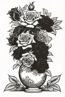 Vase with roses tattoo design idea