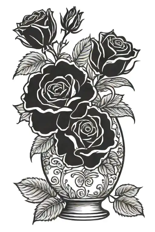 Vase with roses tattoo design idea
