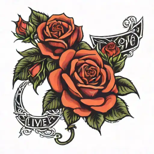 roses with word live the dash   tattoo design idea