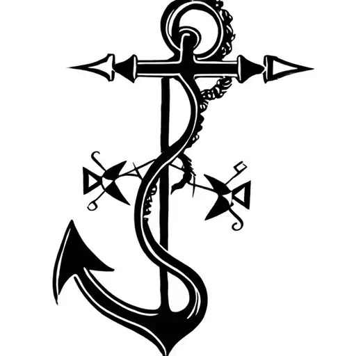 A tattoo made up of an anchor of a salamander compass tattoo design idea