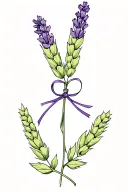 barley and lavender tied with a ribbon tattoo design idea
