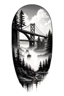 pittsburgh bridge mixed into forest tattoo design idea