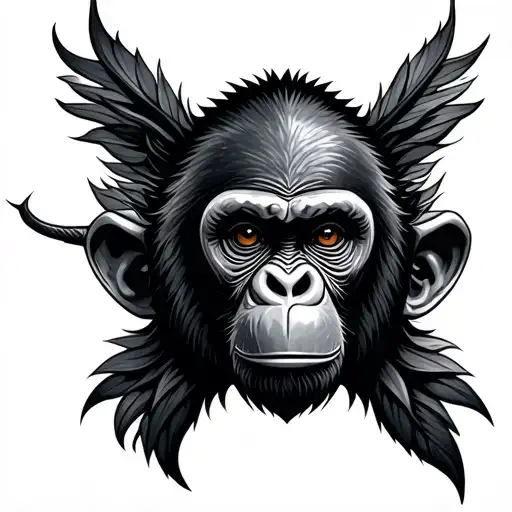 metal monkey zodiac tattoo design idea