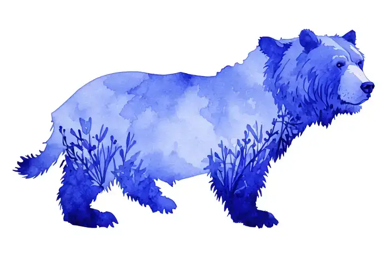 Tennessee state outline with Memphis grizzly surrounded by Irises  tattoo design idea