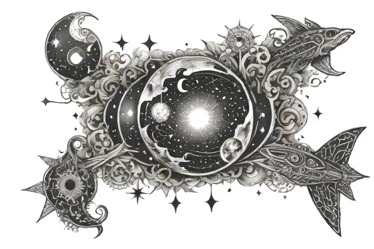 Henna Inspired Astronomical tattoo design idea