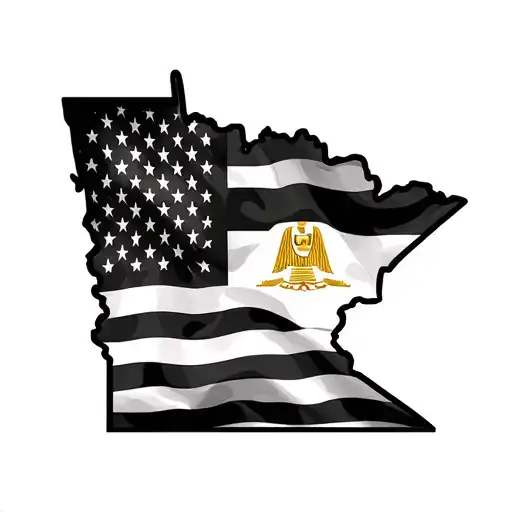 MInnesota outline with american and egyptian flag inside tattoo design idea