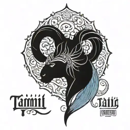 tamil word blue tattoo design idea