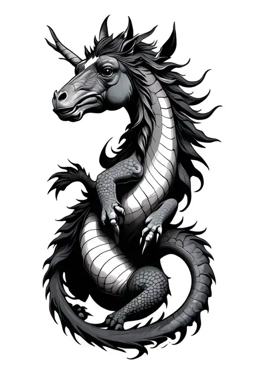 water dragon, horse, goat, monkey tattoo design idea