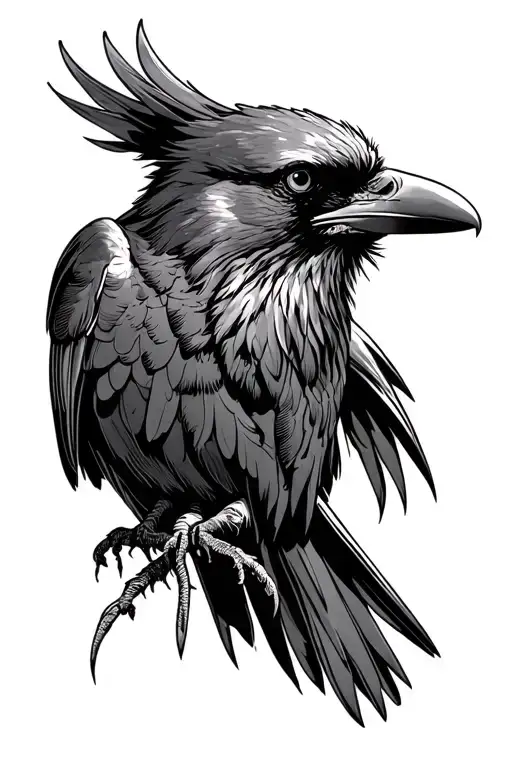 Raven looking inquisitive tattoo design idea