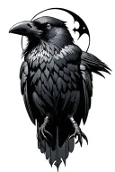 raven, half moon, gothic  tattoo design idea