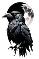 raven, half moon, gothic  tattoo design idea