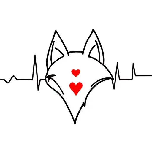 fox and heart beat tattoo design idea