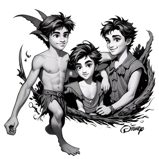 Disney Peter Pan and the lost boys tattoo design idea
