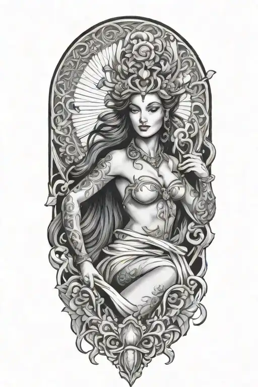 fortuna goddess sexy fit tattoo design idea