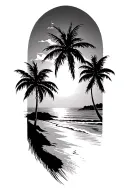 Beach scene with palm trees using the godsmack sun tattoo design idea