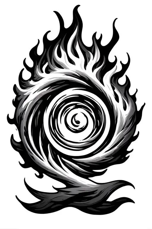 Symbol Description:At the center: a spiral flame, representing eternal passion, sacred transformation, and soul igniti tattoo design idea
