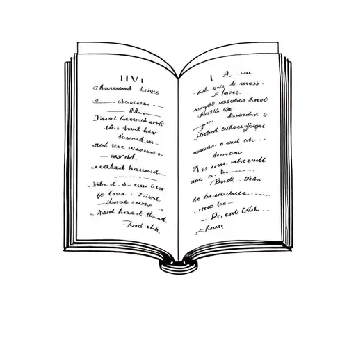 Open book and in CIM: I IVI a thousand lives. Loved a thousand loves. I walked through distant worlds. And I saw the end of the tempor. Because I L tattoo design idea