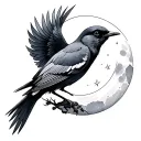 Bird in the moon tattoo design idea