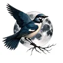 Bird in the moon tattoo design idea