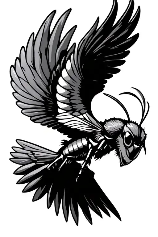 hornet flying tattoo design idea