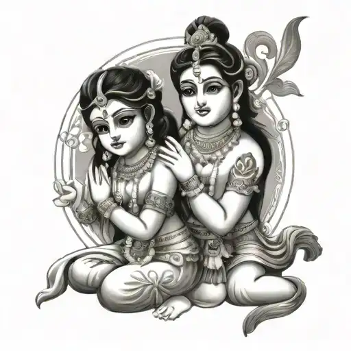 krishna to monika tattoo design idea