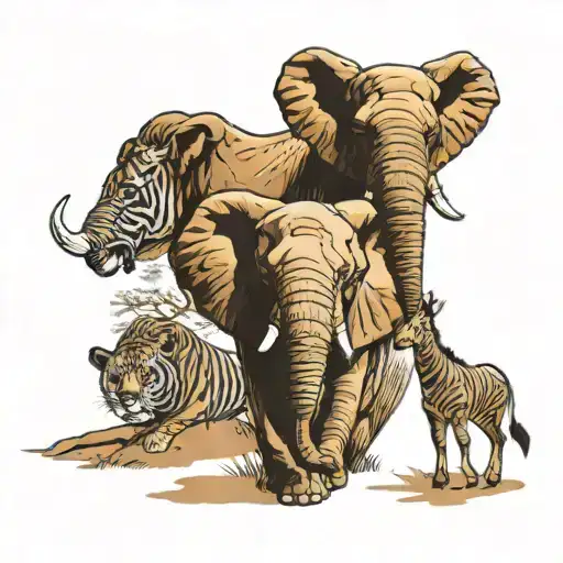 Africa big five trip tattoo design idea