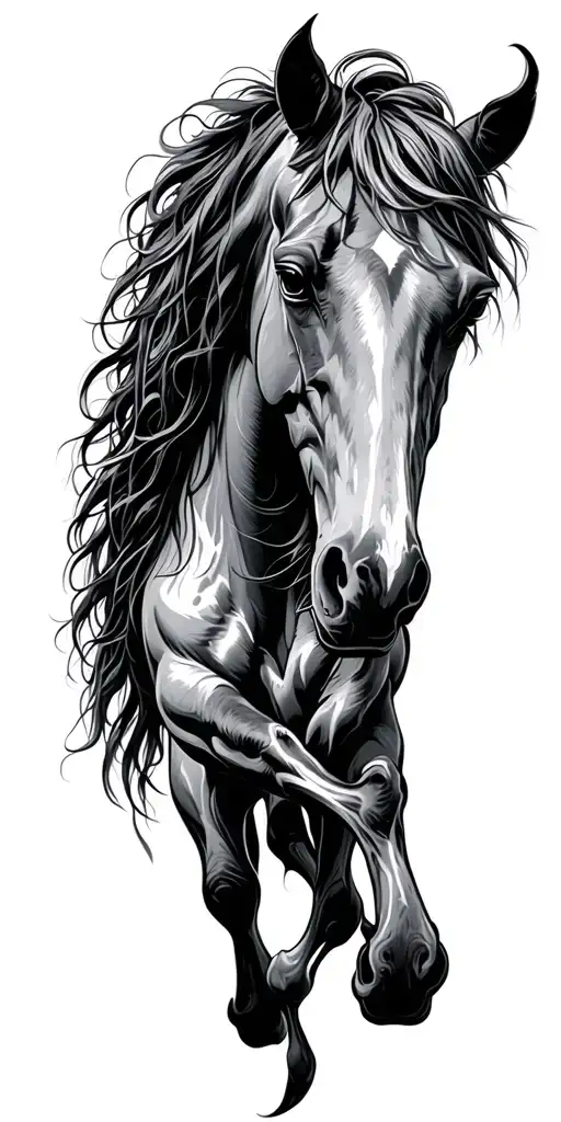 Long Horse horror tattoo design idea