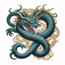 A ouroboros tattoo of 2 dragons. One dragon is styled in a Japanese/Chinese yakuza style while the other dragon is a nor tattoo design idea