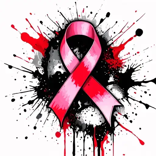 never alone always lonely distressed breast cancer ribbon tattoo design idea