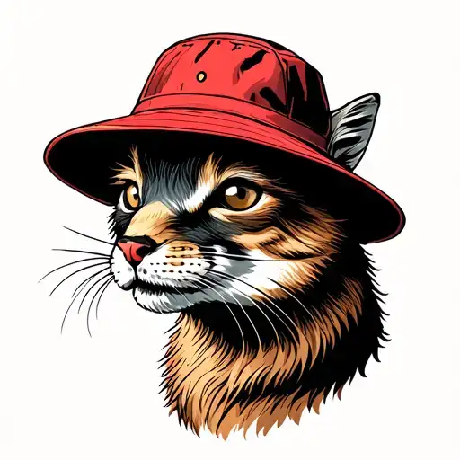animal with wales bucket hat tattoo design idea