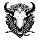 Cuervo Dark for Tatto Flash with ropes and dark things in black and white tattoo design idea