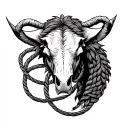 Cuervo Dark for Tatto Flash with ropes and dark things in black and white tattoo design idea