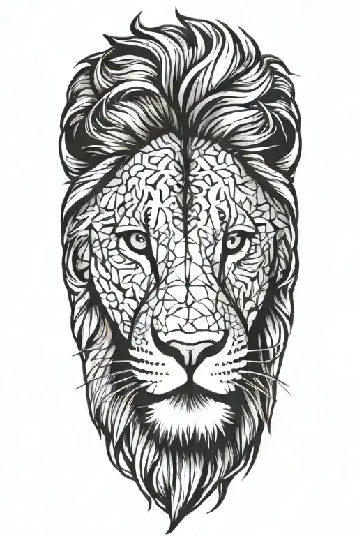 lion face tattoo design idea