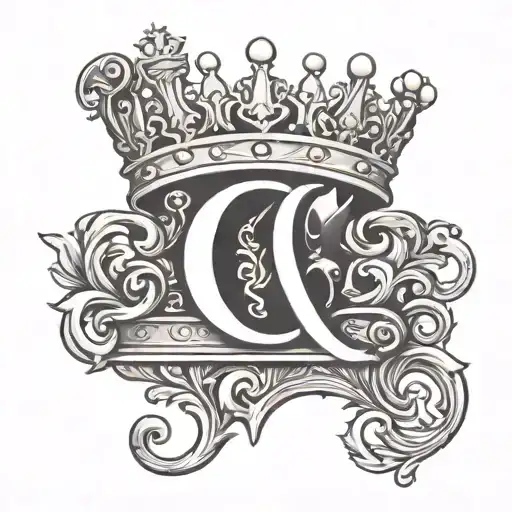 the letter "C" joined with letter "C" with crown tattoo design idea